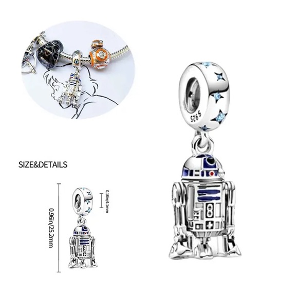 NWOT Star Wars R2-D2 Dangle Charm Sterling Silver 925 - Picture 3 of 13